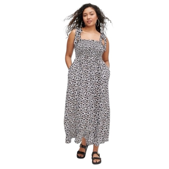 NWT Diane Von Furstenberg Black White Brown Poppy Floral Tie Strap Dress - Picture 4 of 6